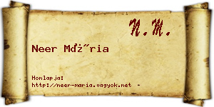 Neer Mária névjegykártya